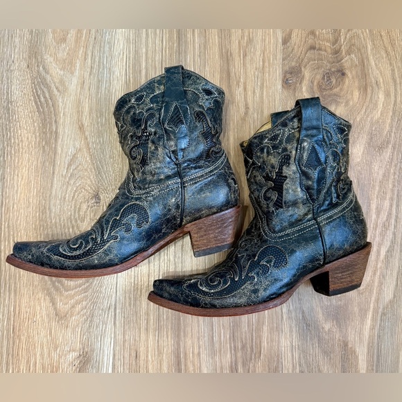 Corral Black Vintage Lizard Inlay Short Top Women's Cowboy Boots Size 7 LNC - Picture 8 of 8